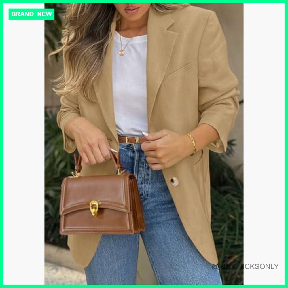 Polyester Elastane Blazer with Pockets Notch Lape… - image 3